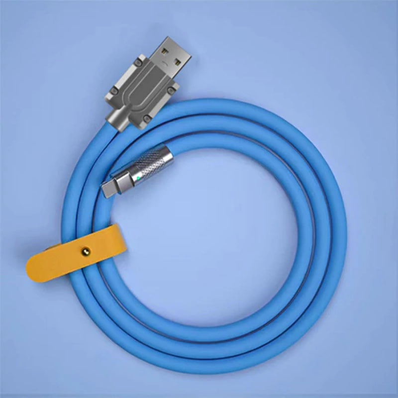 120W 6A Super Fast Charge Liquid Silicone Cable Type-C Charger Data Cable for Xiaomi Huawei Samsung Zinc USB Bold Data Line 1M