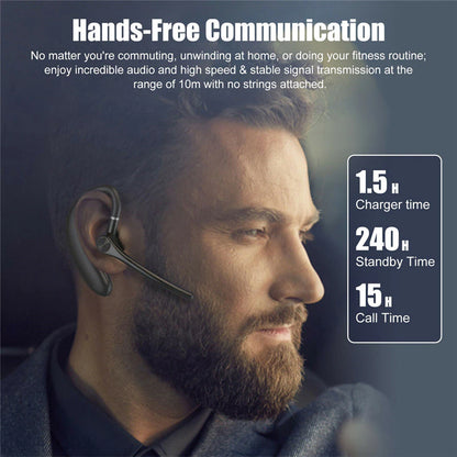 Business Wireless Headset Handsfree Earphones for Both Right Left Ear for Android IOS Phones Wireless Noise Cancelling Headphone