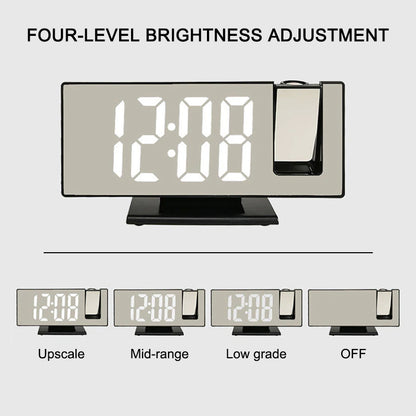 LED Digital Projection Alarm Clock for Bedroom Projection on Ceiling Electronic Time Projector Dual Loud Bedside Mute Clock