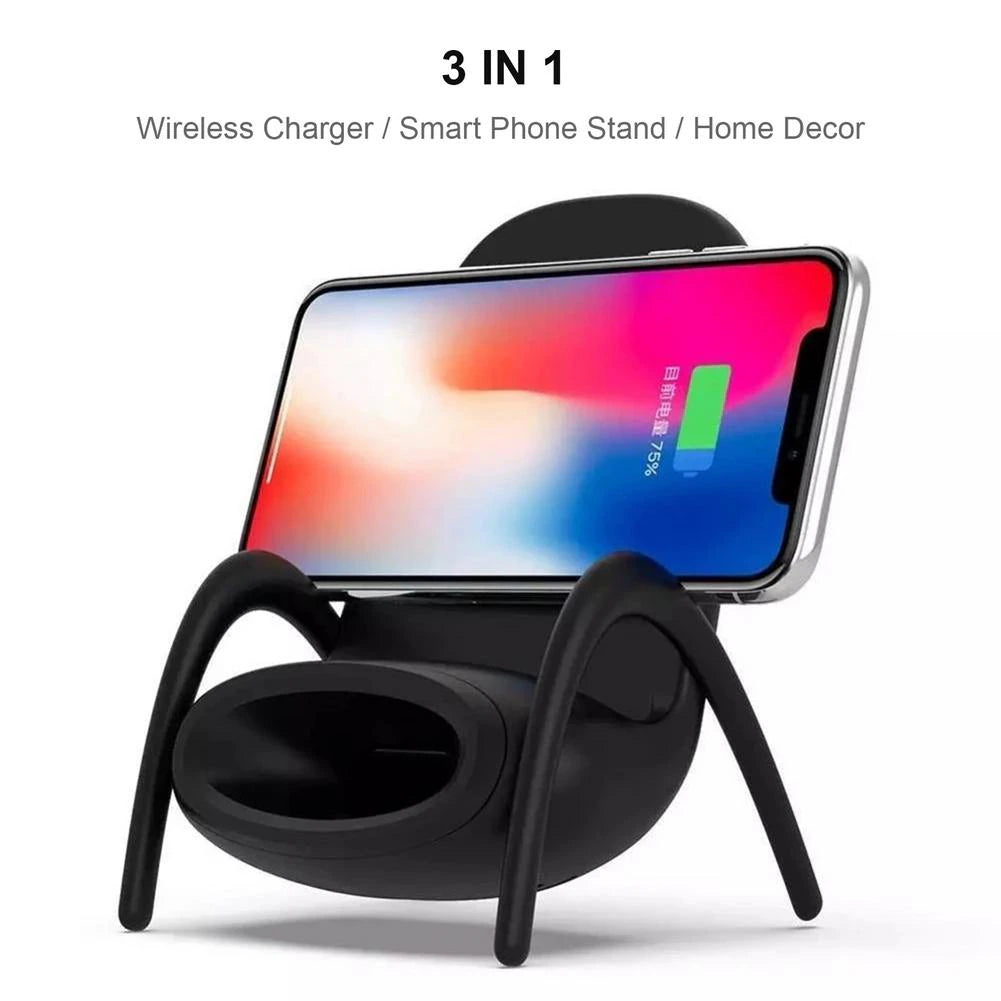 Multi-Purpose Phone Stand with Music Speaker Chair Shape Charger Stand Portable Mini Chair Wireless Charger for All Mobile Phone