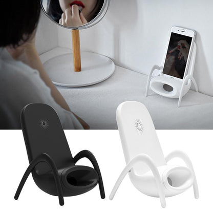 Multi-Purpose Phone Stand with Music Speaker Chair Shape Charger Stand Portable Mini Chair Wireless Charger for All Mobile Phone