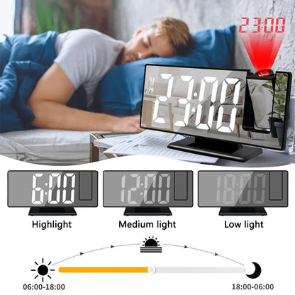 LED Digital Projection Alarm Clock for Bedroom Projection on Ceiling Electronic Time Projector Dual Loud Bedside Mute Clock