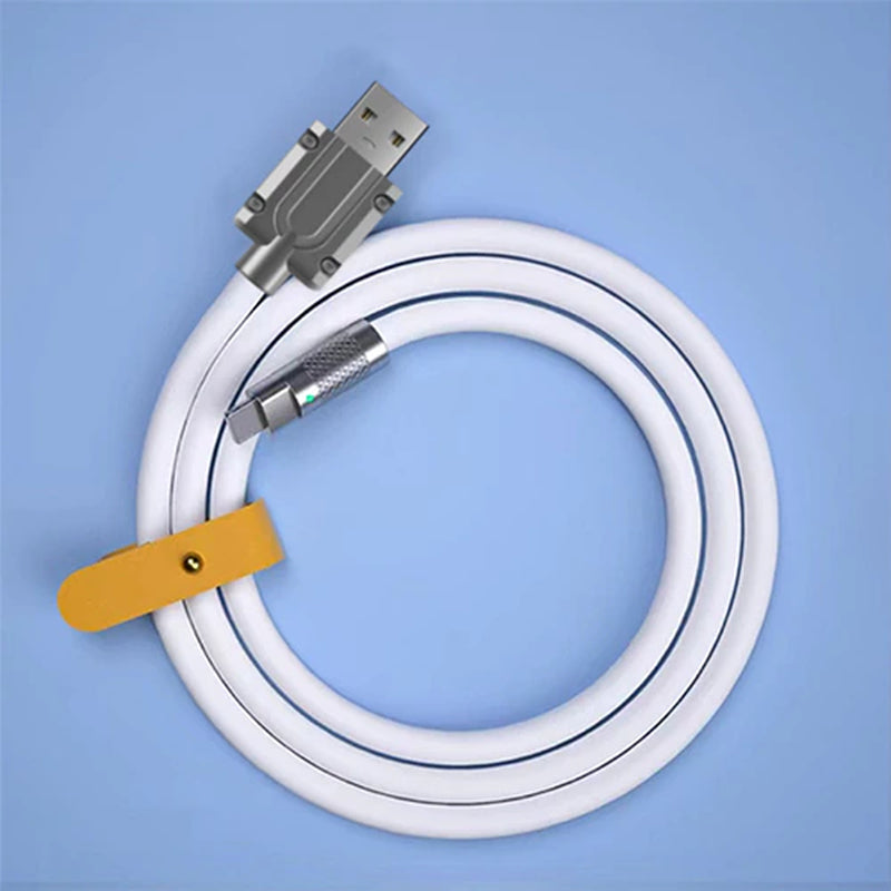 120W 6A Super Fast Charge Liquid Silicone Cable Type-C Charger Data Cable for Xiaomi Huawei Samsung Zinc USB Bold Data Line 1M