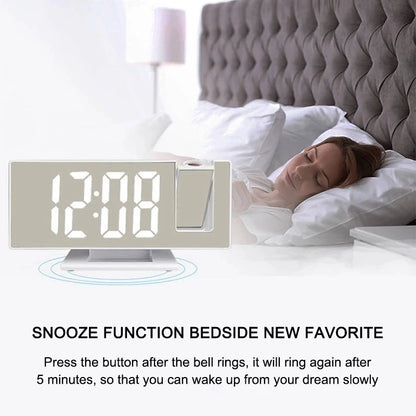 LED Digital Projection Alarm Clock for Bedroom Projection on Ceiling Electronic Time Projector Dual Loud Bedside Mute Clock