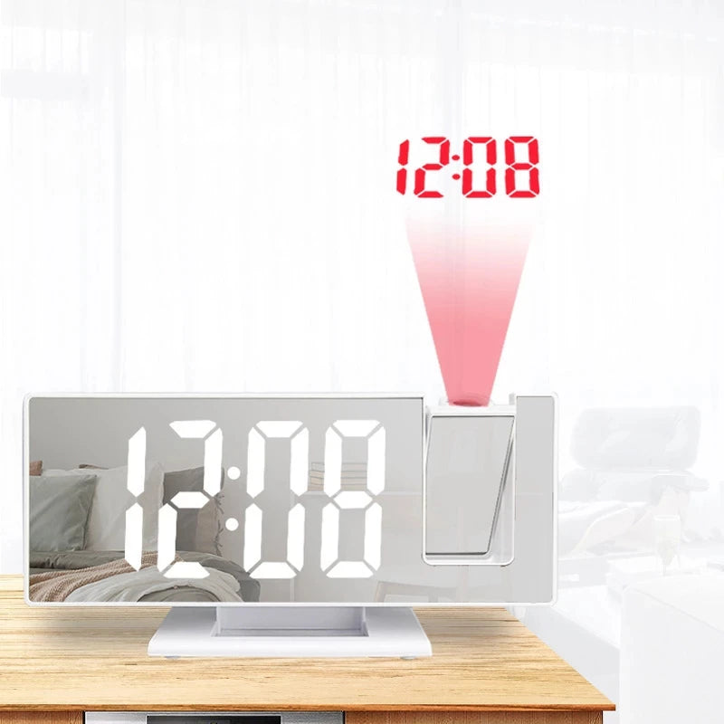 LED Digital Projection Alarm Clock for Bedroom Projection on Ceiling Electronic Time Projector Dual Loud Bedside Mute Clock